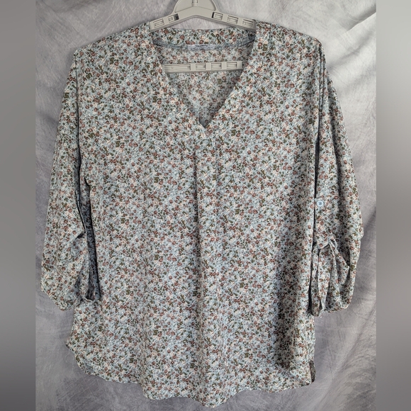 Youtalia XXL Floral Blouse With Roll Up Sleeves - Picture 1 of 10